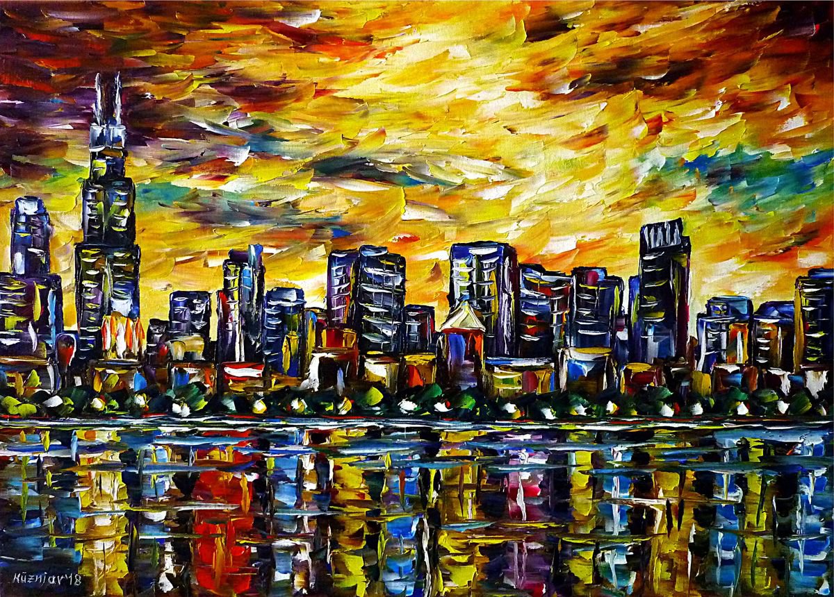 Chicago, Skyline Oil painting by Mirek Kuzniar | Artfinder