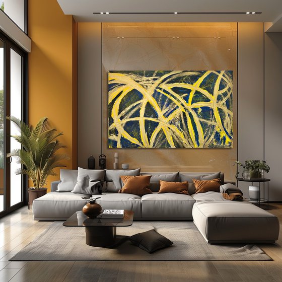 Gold Blue XXL Painting