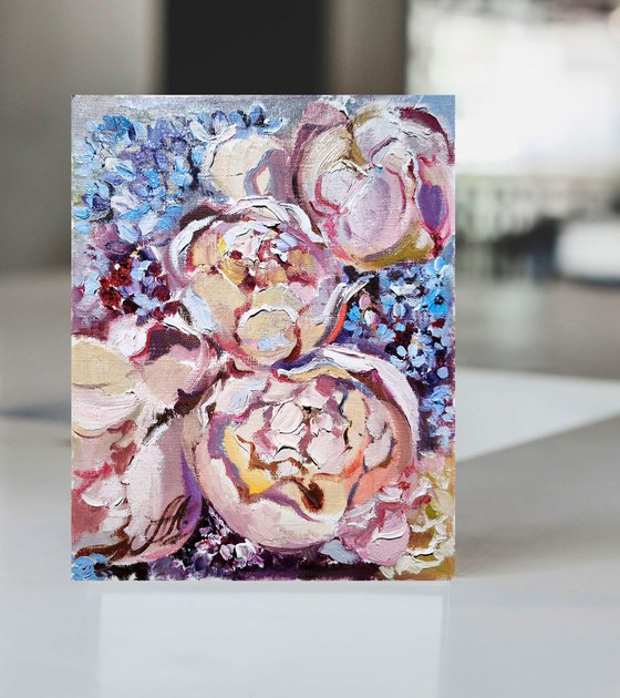 lilac peonies painting