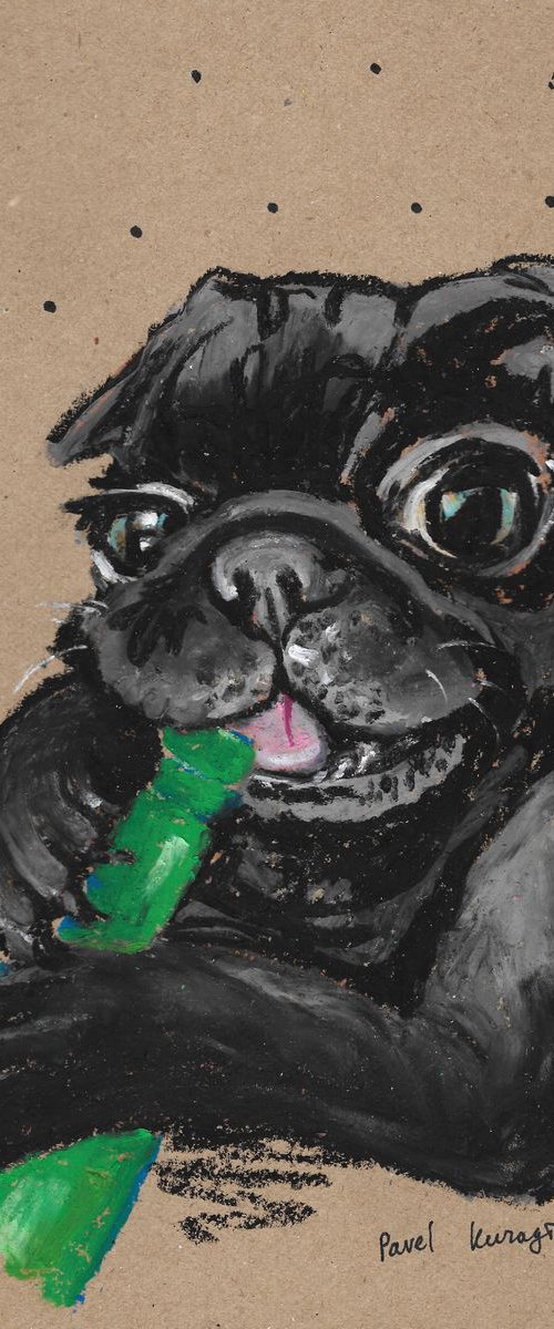 Little pug and bottle by Pavel Kuragin