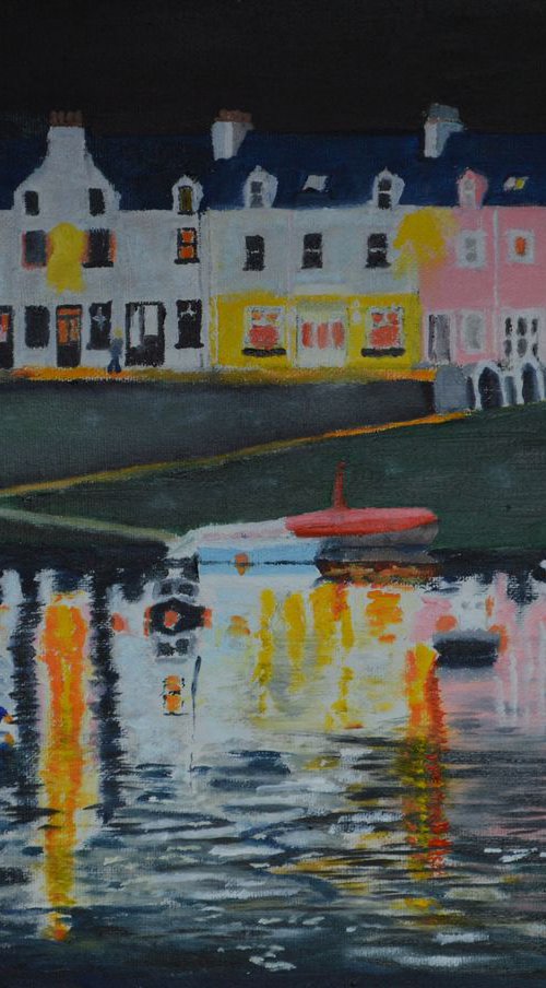Portree by night by John Wellburn