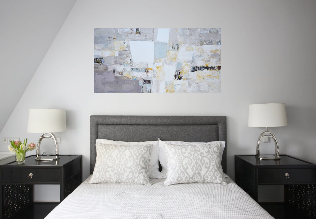 Abstract Acrylic Painting By Iryna Kastsova, 47 X 24, Abstraction Morning., Original Artwork