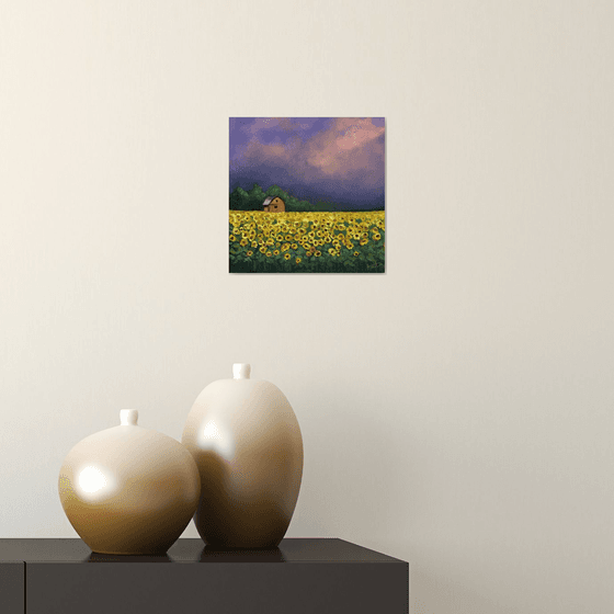 Sunflower and Red Barn