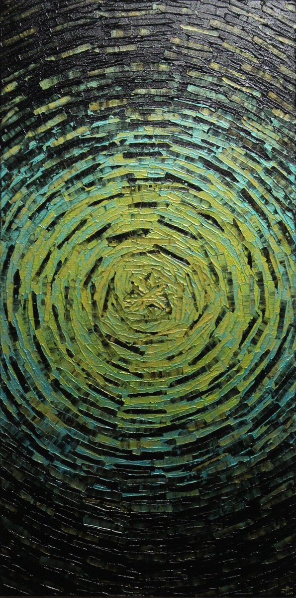 Abstract Acrylic Painting By Jonathan Pradillon, 16 X 31, Fragmented Burst Of Algae, Original Artwork