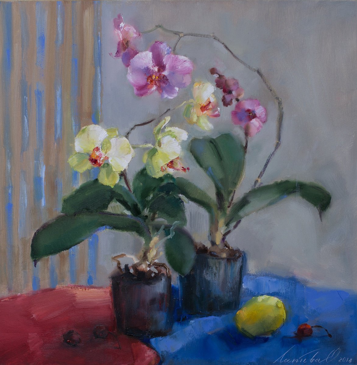 Impressionistic Botanical Oil Painting By Olha Laptieva, 20 X 20", The Highest Perfection, Original Artwork