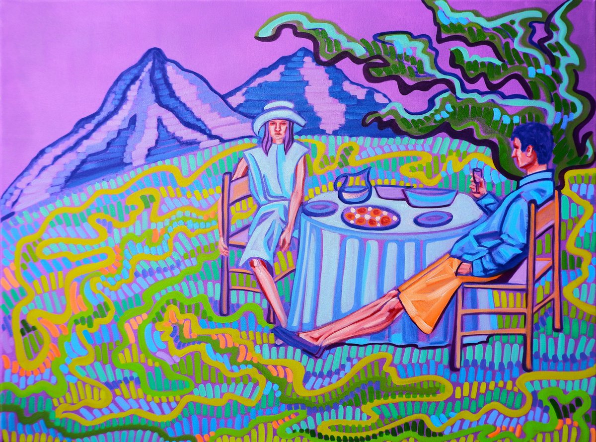 Impressionistic Portrait Oil Painting By Van Lanigh, 31 X 24", Humdrum Blues, Original Artwork