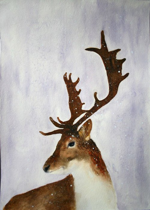 Deer 2 / Original Painting by Salana Art Gallery