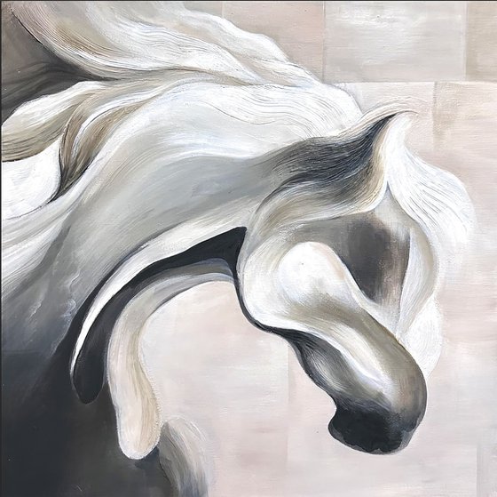 Grey and beige Abstract Textured Horse