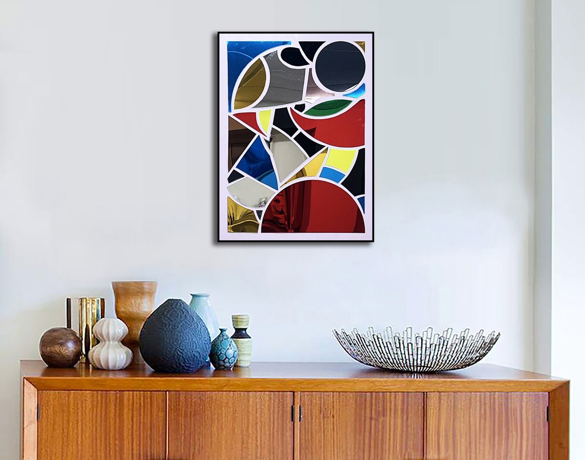 Geometric Abstract Collage By Dong Su, 18 X 24, Fragments Of Light, Original Artwork