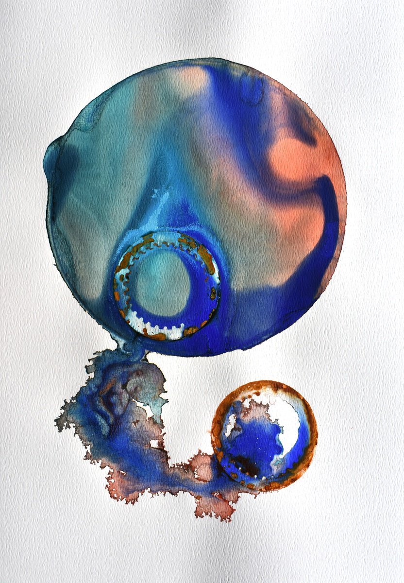 Abstract Acrylic Painting By Milena Nicosia, 21 X 29", Siamo Una Goccia D