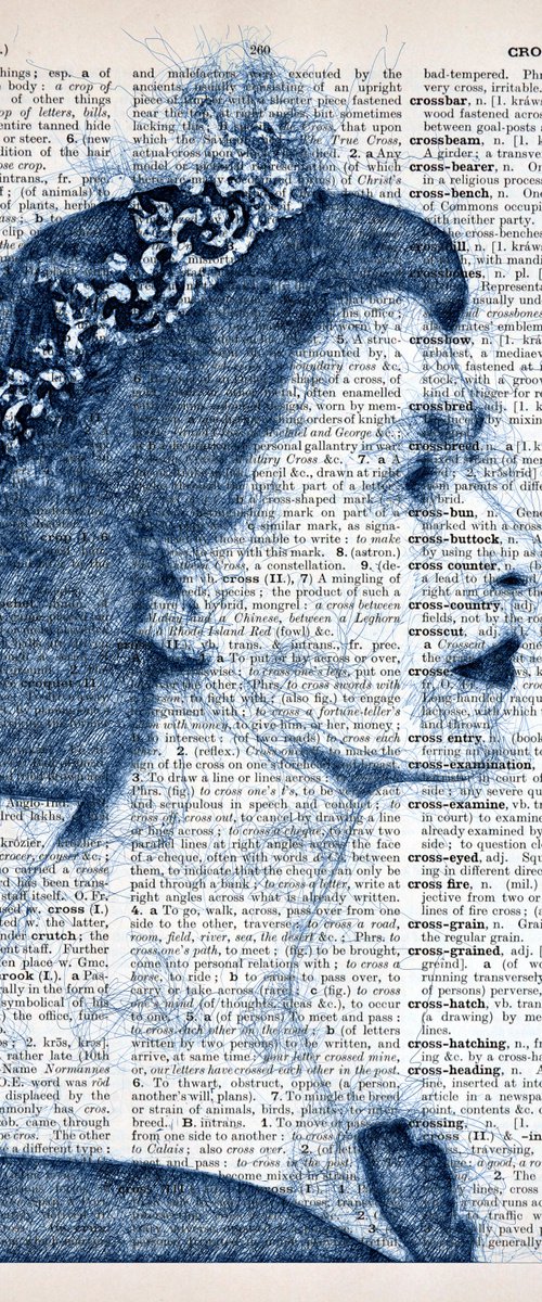 Queen Elizabeth II - Collage Art on Large Real English Dictionary Vintage Book Page by Jakub DK - JAKUB D KRZEWNIAK