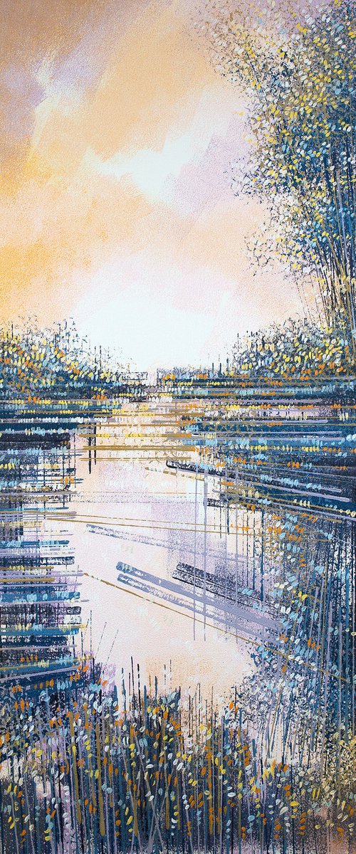 Winter River At Sunset by Marc Todd