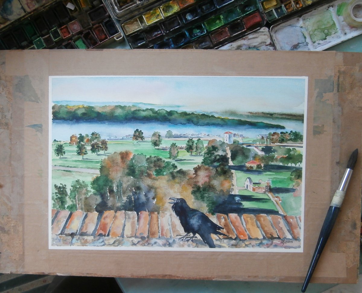 Impressionistic Cityscapes Watercolour By Zoran Mihajlovic Muza, 16 X 11", How Nice Day, Original Artwork