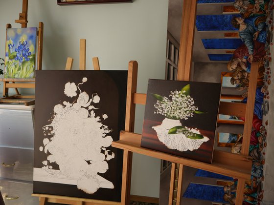 Dark Floral Lily of the Valley Bouquet