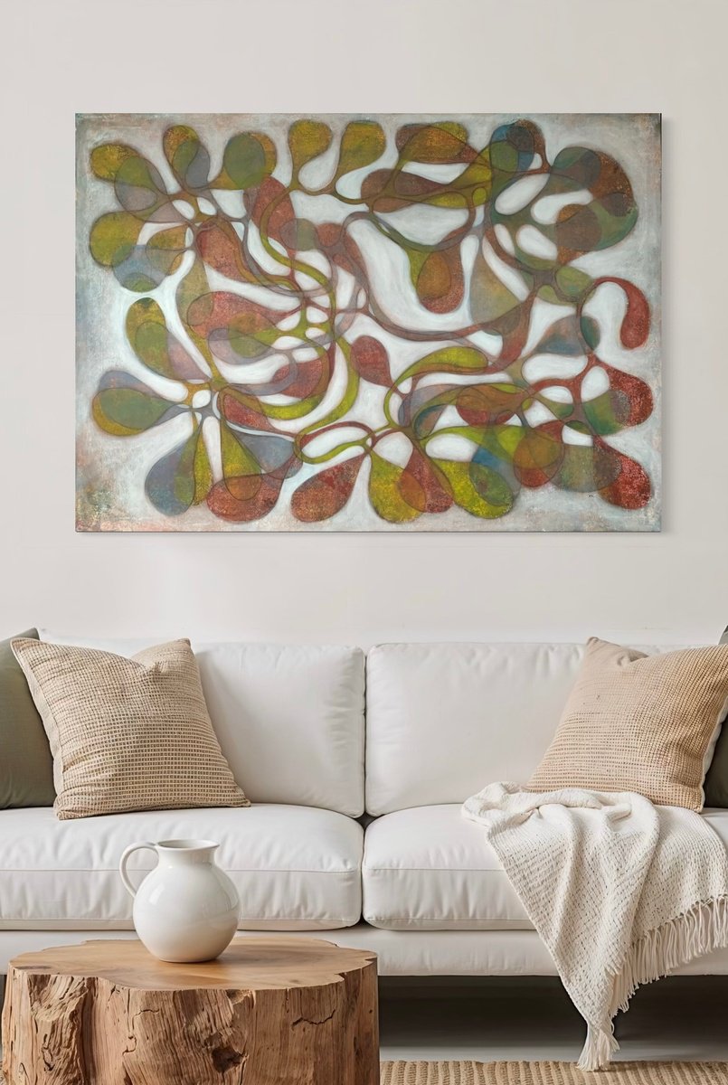 Abstract Acrylic Painting By Maarit Korhonen, 55 X 39", Orchestrator, Original Artwork