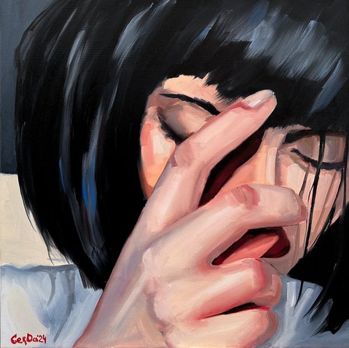 Migraine - Female Portrait Woman Face Painting by Daria Gerasimova