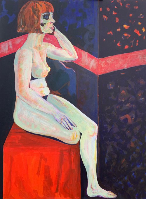“Naked Girl in a Deep Blue Room” by Hanna Bell