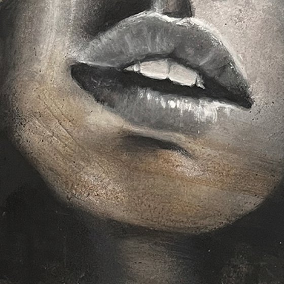 Doutzen Kroes | female model black and white oil painting portrait