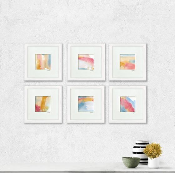 Soft Whispers Collection - Set of 6 Abstract Paintings in Mats by Kathy Morton Stanion