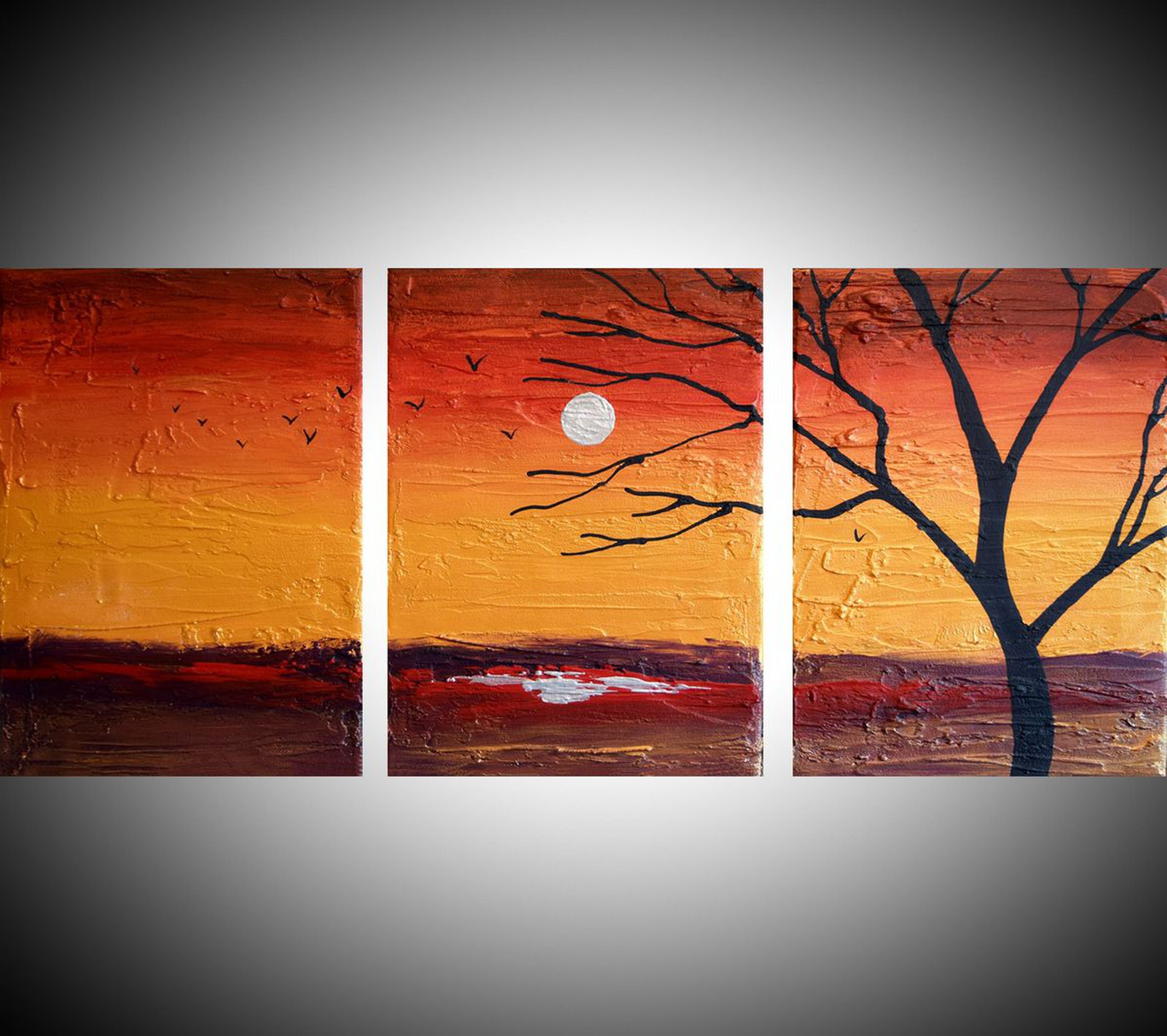 Triptych Multi Color 3 Panel Impasto Color Metal Artfinder