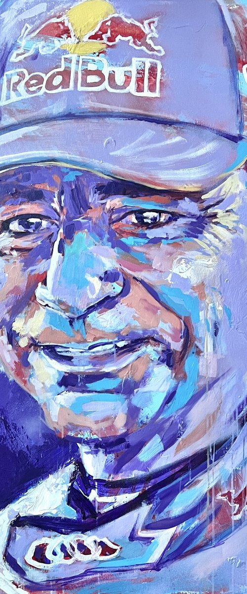 Carlos Sainz Portrait Acrylic on canvas 116x89cm by Javier Peña