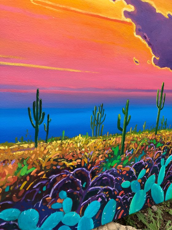 Warm sunset in desert