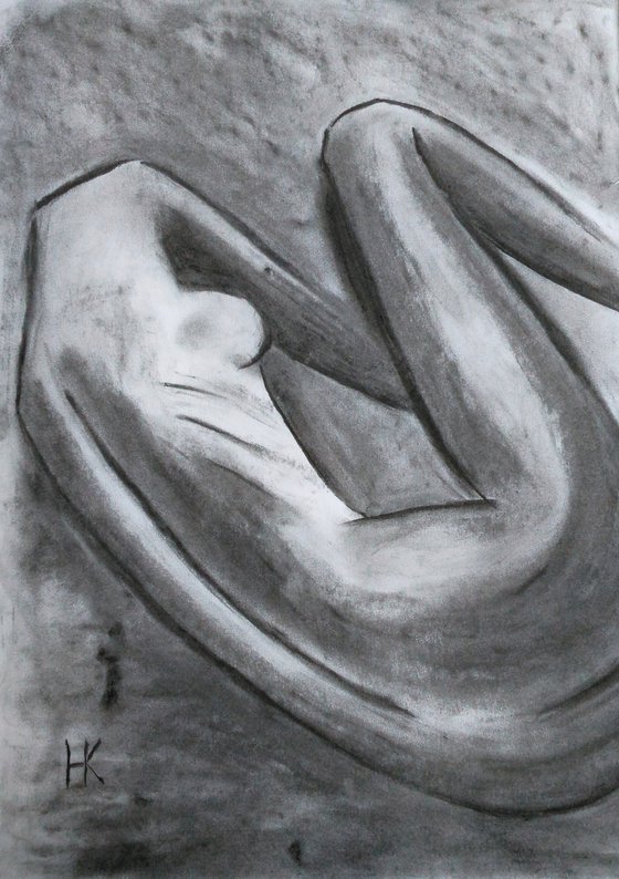 Woman Nude original charcoal artwork