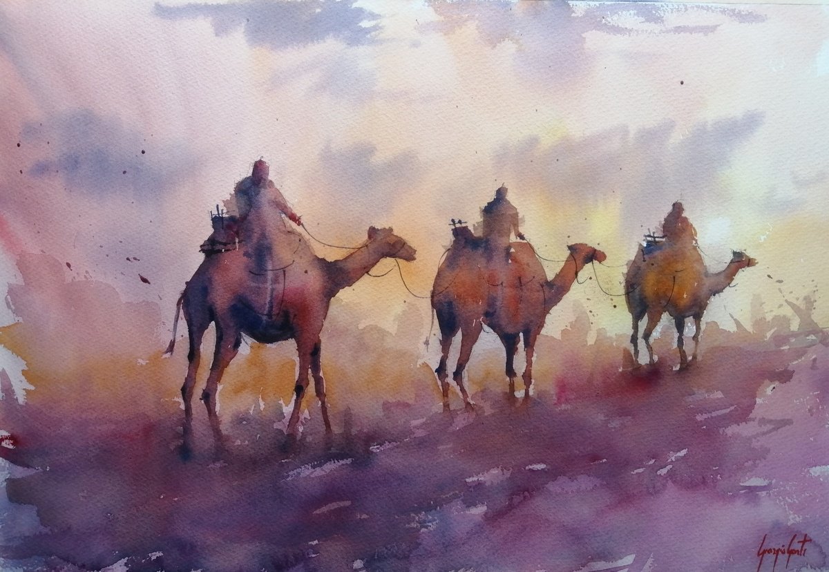 Impressionistic Watercolour , Three Kings By Giorgio Gosti, 21 X 14, Artwork For Sale On Artfinder