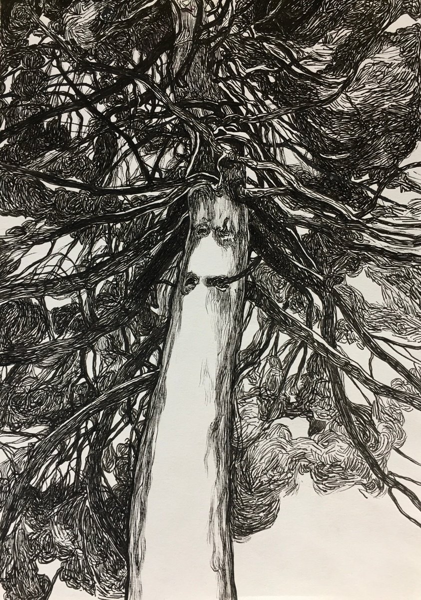 Impressionistic Drawing , - The Old Pine - ? By Raffi Ghazaryan, 9 X 12, Artwork For Sale On Artfinder