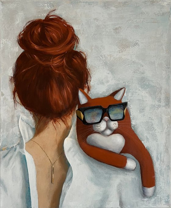 The best friend - red, ginger, woman and cat relationship