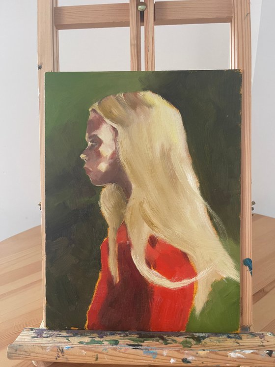 Red Dress in the Garden