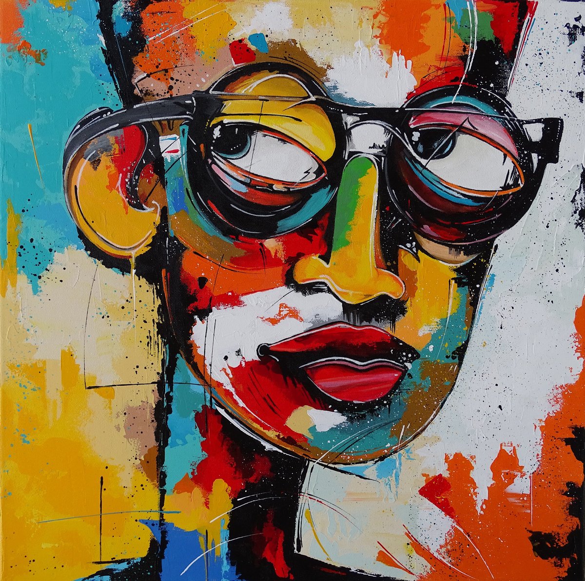 Surrealistic Portrait Acrylic Painting By Livien Rozen, 20 X 20", "What