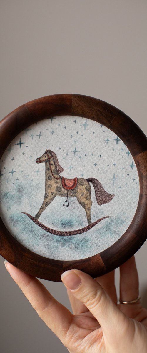 watercolor rocking horse by Liliya Rodnikova