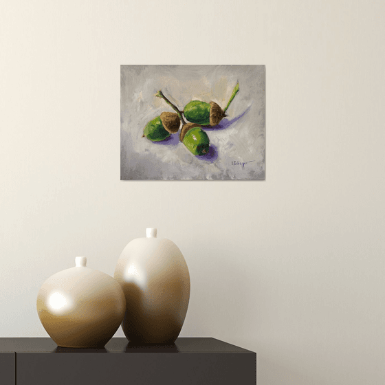 Acorns, oak tree still life