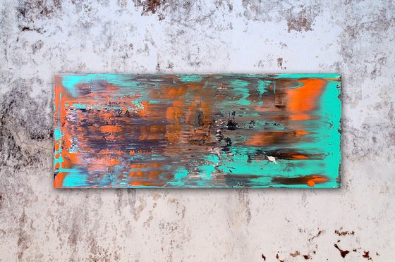 "Trip The Light Fantastic" - Original PMS Large Abstract Acrylic Painting On Canvas - 40" x 16"