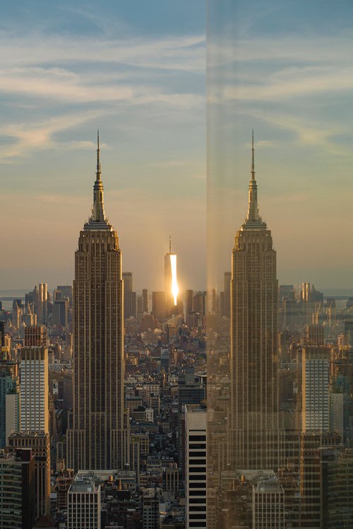 Sunset Manhattan New York : Double Empire State (LIMITED EDITION 1/20) 12" X 18" by Laura Fitzpatrick