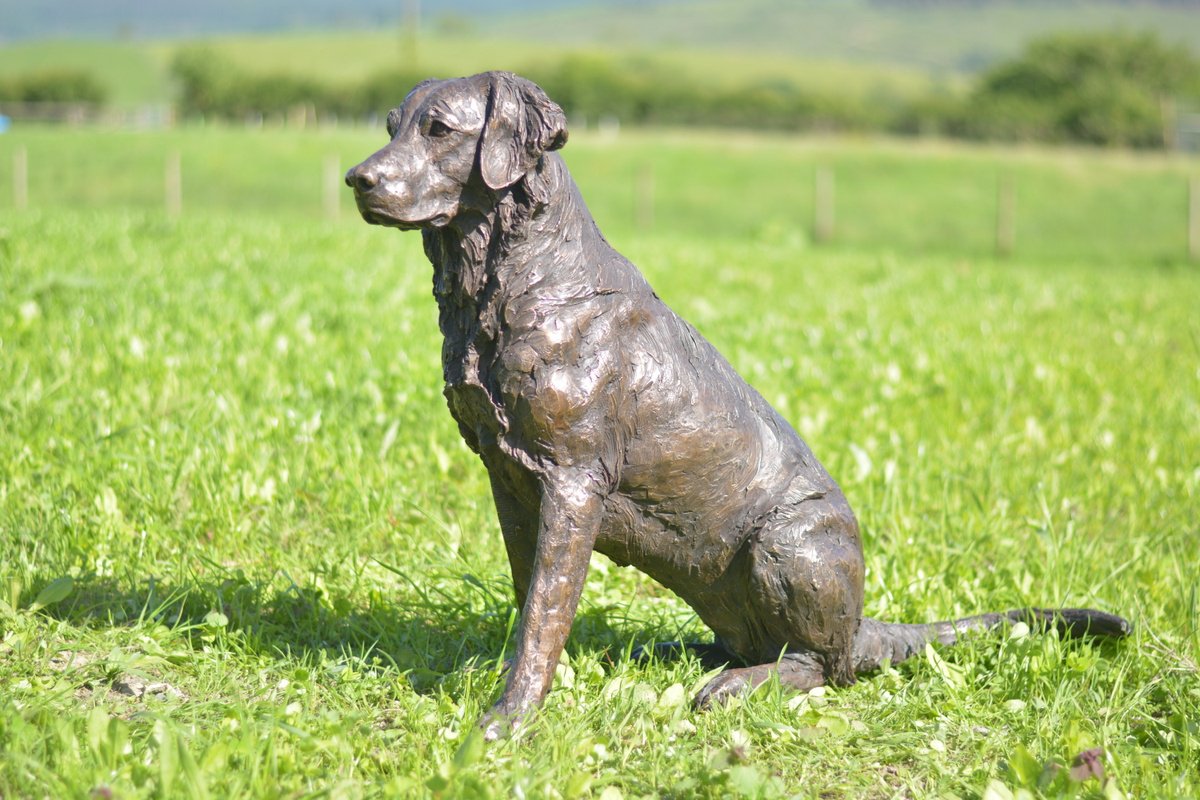 Animal Sculpture By Tanya Russell, 38 X 30", Golden Retriever Bronze Resin, Original Artwork