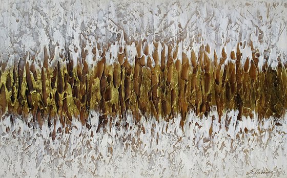 GROUNDED IN GOLD II. Gold Beige Bronze Large Abstract Painting with Texture