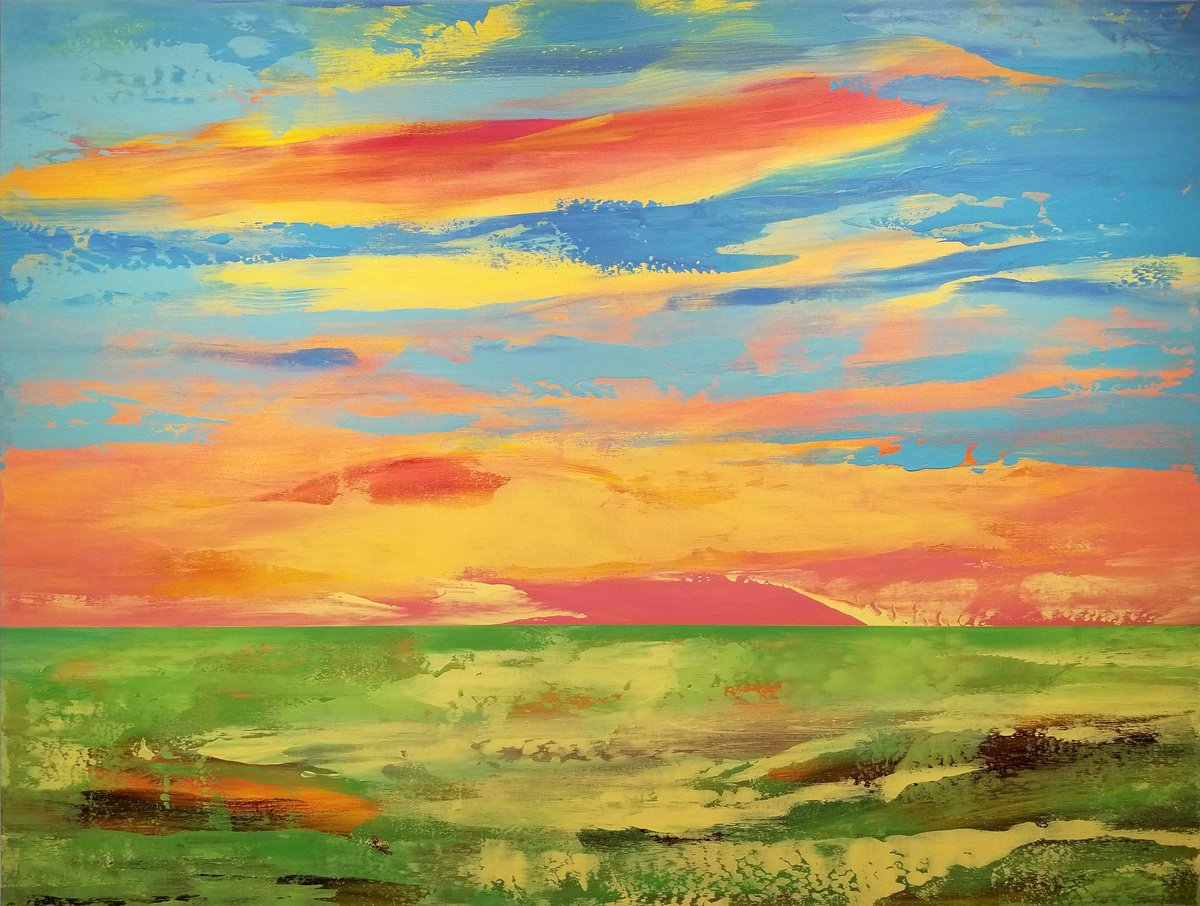 Organic Landscape Acrylic Painting By Chris Carbone, 60 X 48, Forever Afternoon, Original Artwork