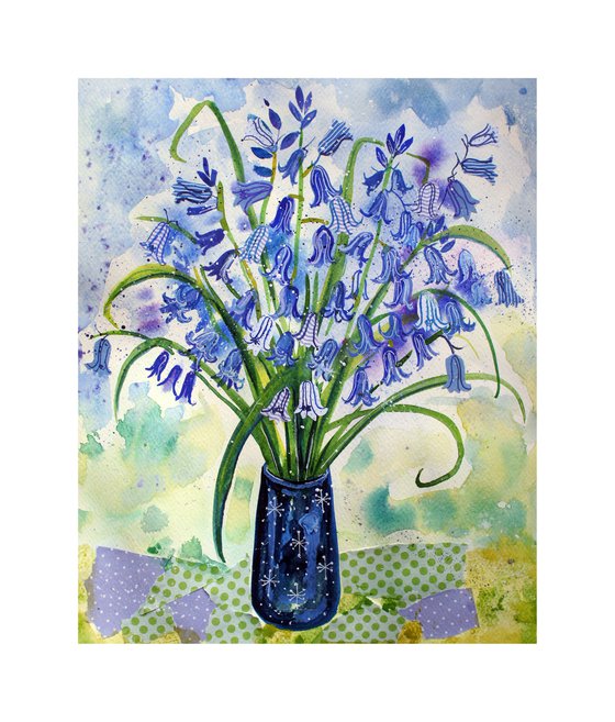 Little vase of bluebells