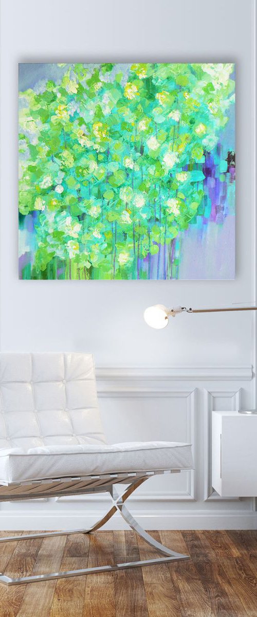 Spring flowers (textured abstract flower painting - ready to hang) by Carolynne Coulson