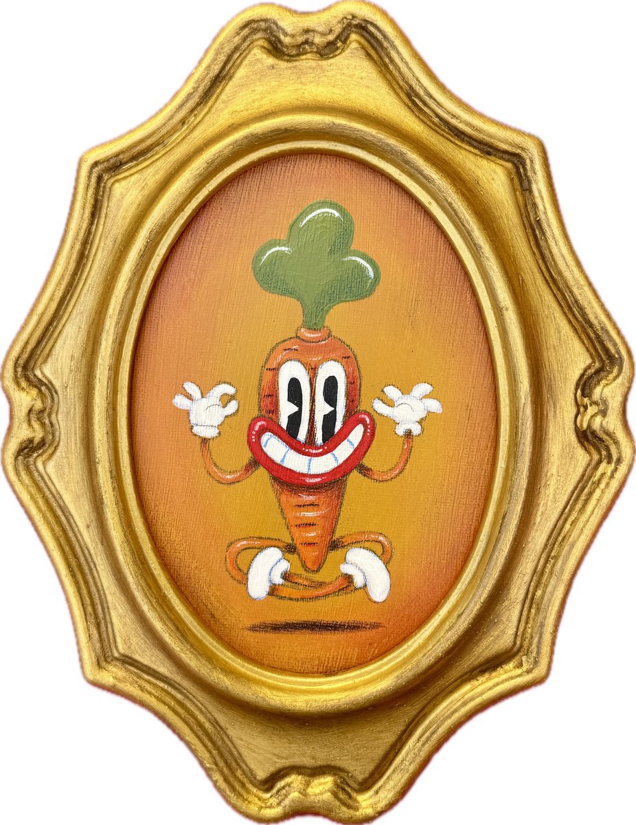 Cartoon Acrylic Painting , 795 - Yogi Carrot By Paolo Andrea Deandrea, 8 X 10, Artwork For Sale On Artfinder