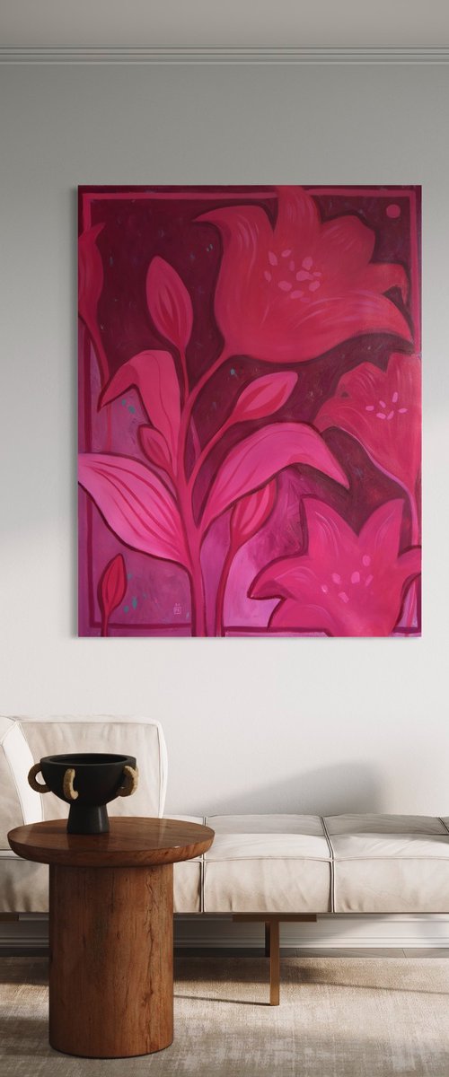 Pink lily by Polina Kharlamova