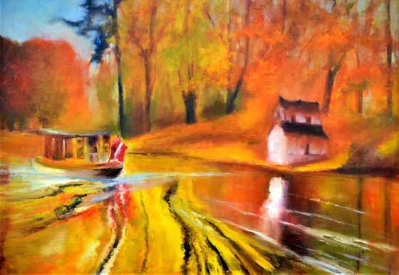 Golden time. Large abstract Oil Painting