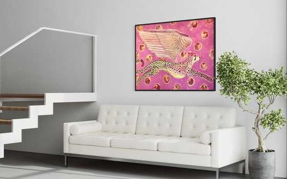 “Phoenix”. Acrylic painting on canvas, 48 x 36 in