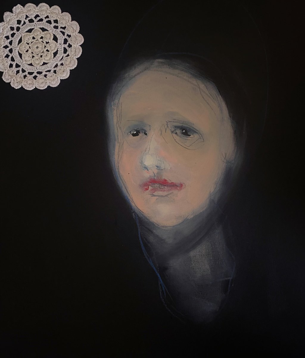 Impressionistic Portrait Oil Painting By Francesca Candito, 16 X 16, Hheart In The Center, Original Artwork