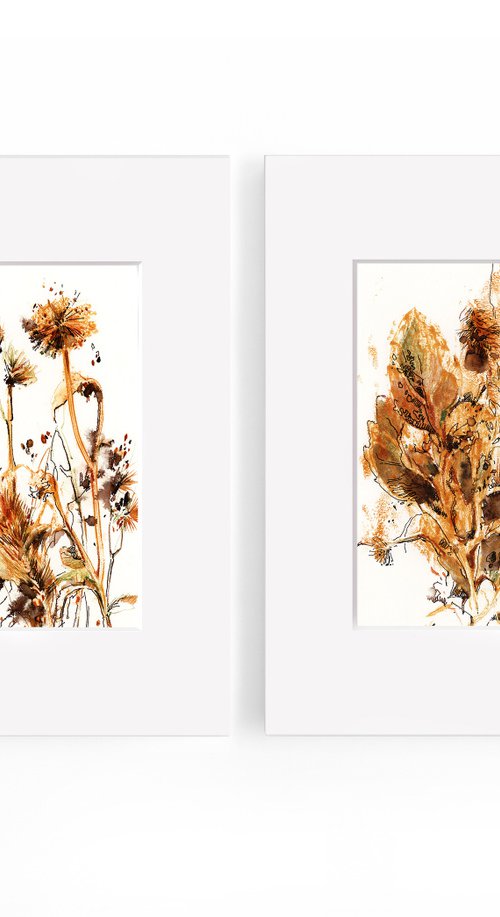Abstract Botanical Diptych by Sophie Rodionov