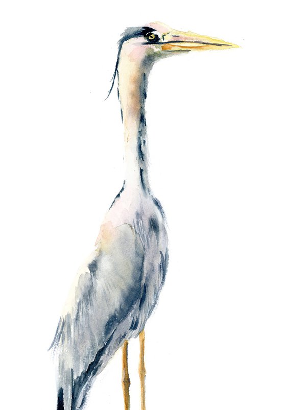 Lonely Heron (1 of 2)  -  Original Watercolor Painting
