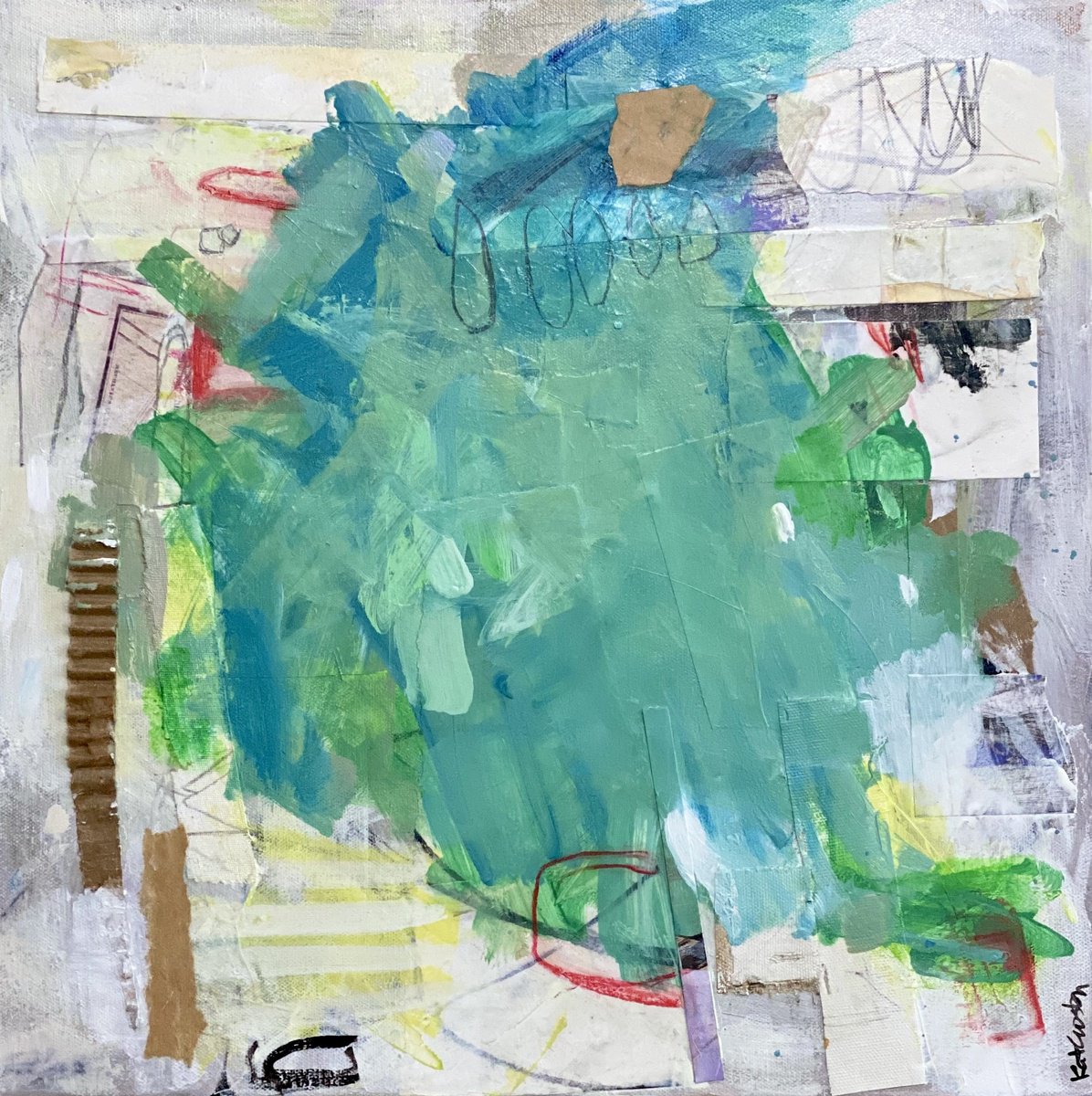 Organic Abstract Acrylic Painting By Kat Crosby, 16 X 16", It Hits Different, Original Artwork