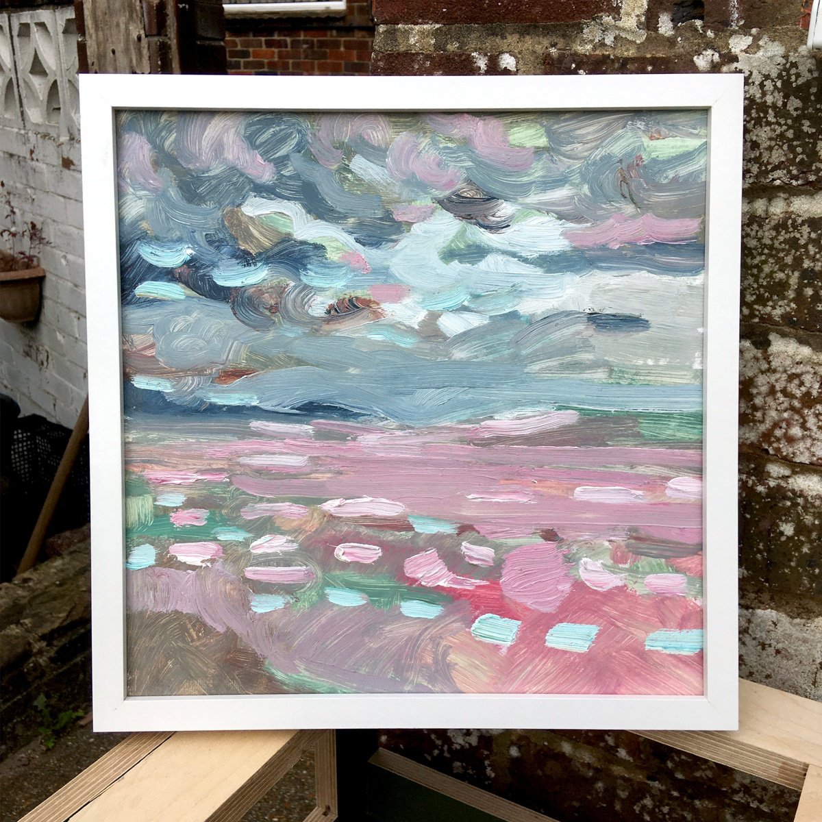 Impressionistic Landscape Oil Painting By Guy Pickford, 13 X 13, All But Flamboyance, Original Artwork